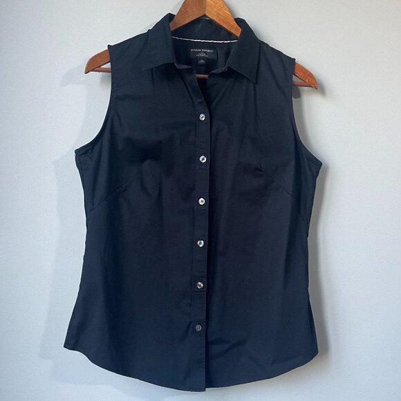 Banana Republic Black Sleeveless Button Down Shirt - Picture 1 of 5